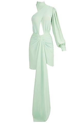 mint crossover shimmer dress