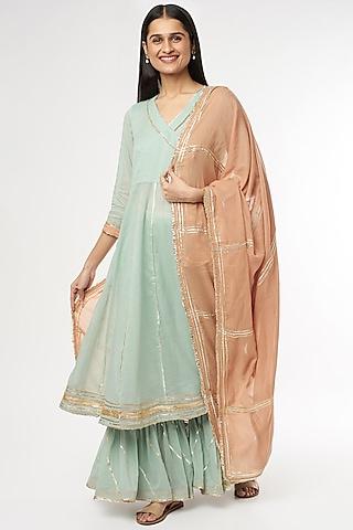 mint embroidered anarkali set