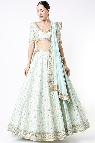 mint embroidered lehenga set