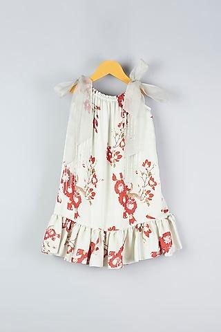 mint floral printed dress for girls