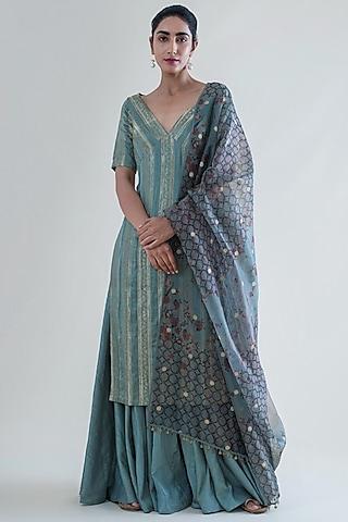 mint green banarasi kurta set