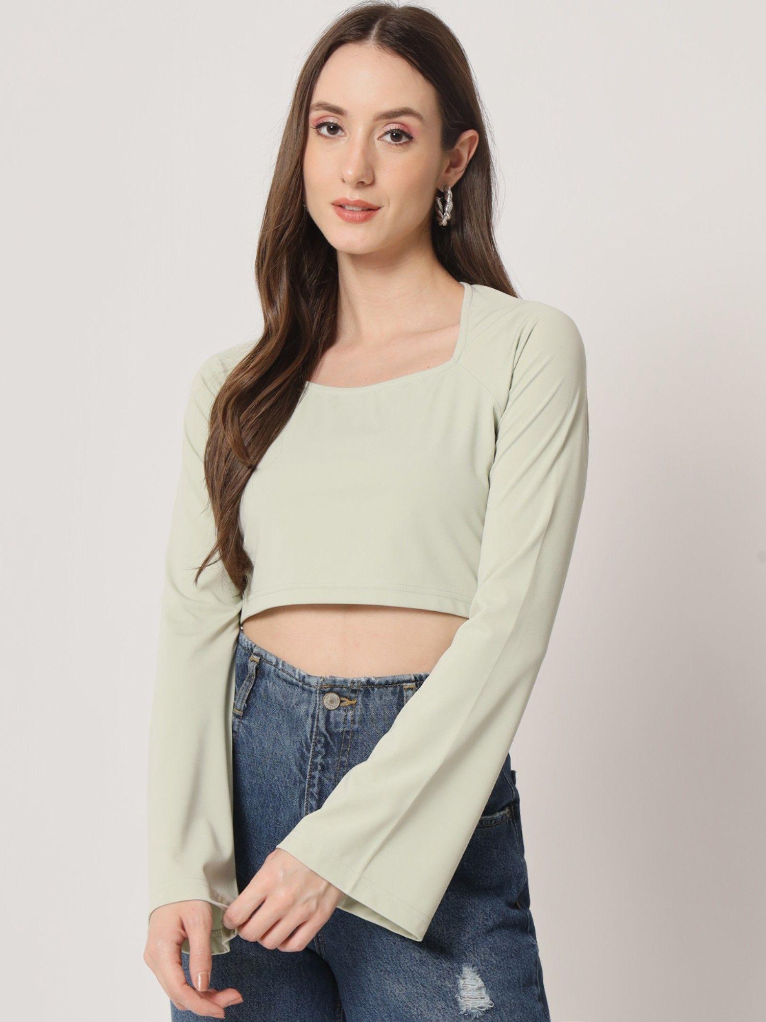 mint green bell sleeve top