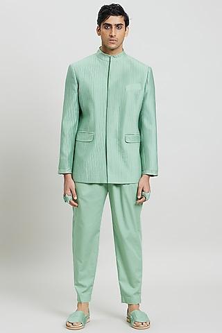 mint green cotton satin trousers