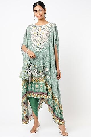 mint green digital printed cape set