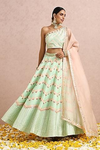 mint green embroidered lehenga set