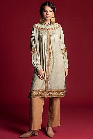 mint green embroidered tunic set