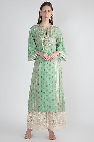 mint green embroidered tunic