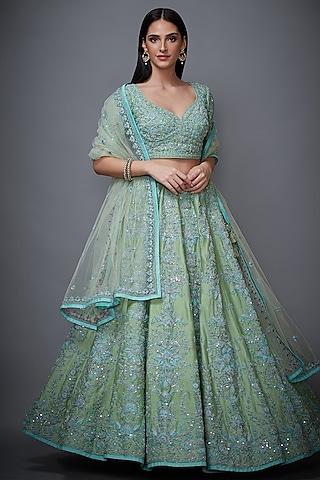 mint green floral lehenga set