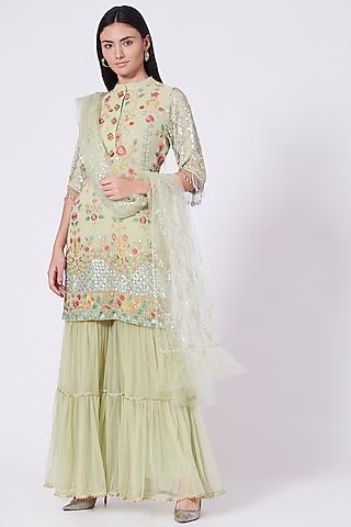 mint green georgette gharara set