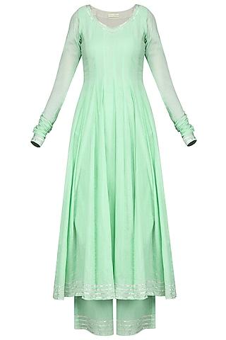 mint green gota embroidered anarkali set