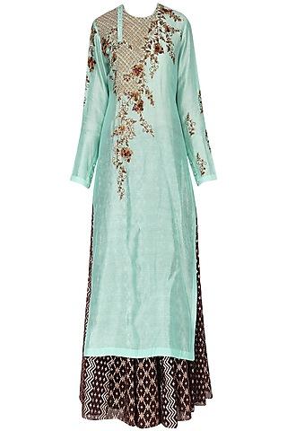 mint green kurta with skirt set