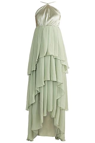 mint green layered gown