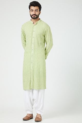 mint green lucknowi kurta set