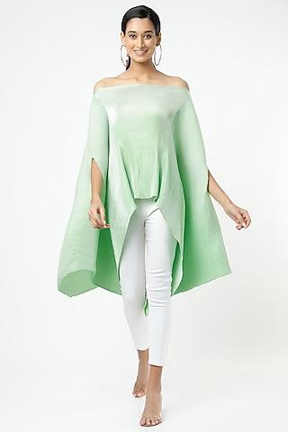 mint green pleated fabric cape