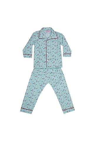 mint green printed night suit