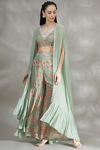 mint green printed sharara set for girls