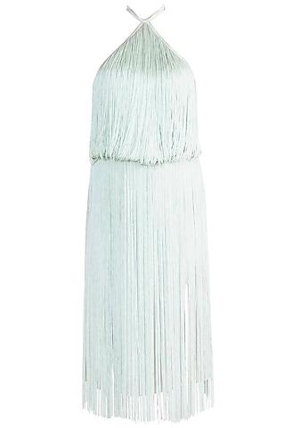 mint green tassel dress