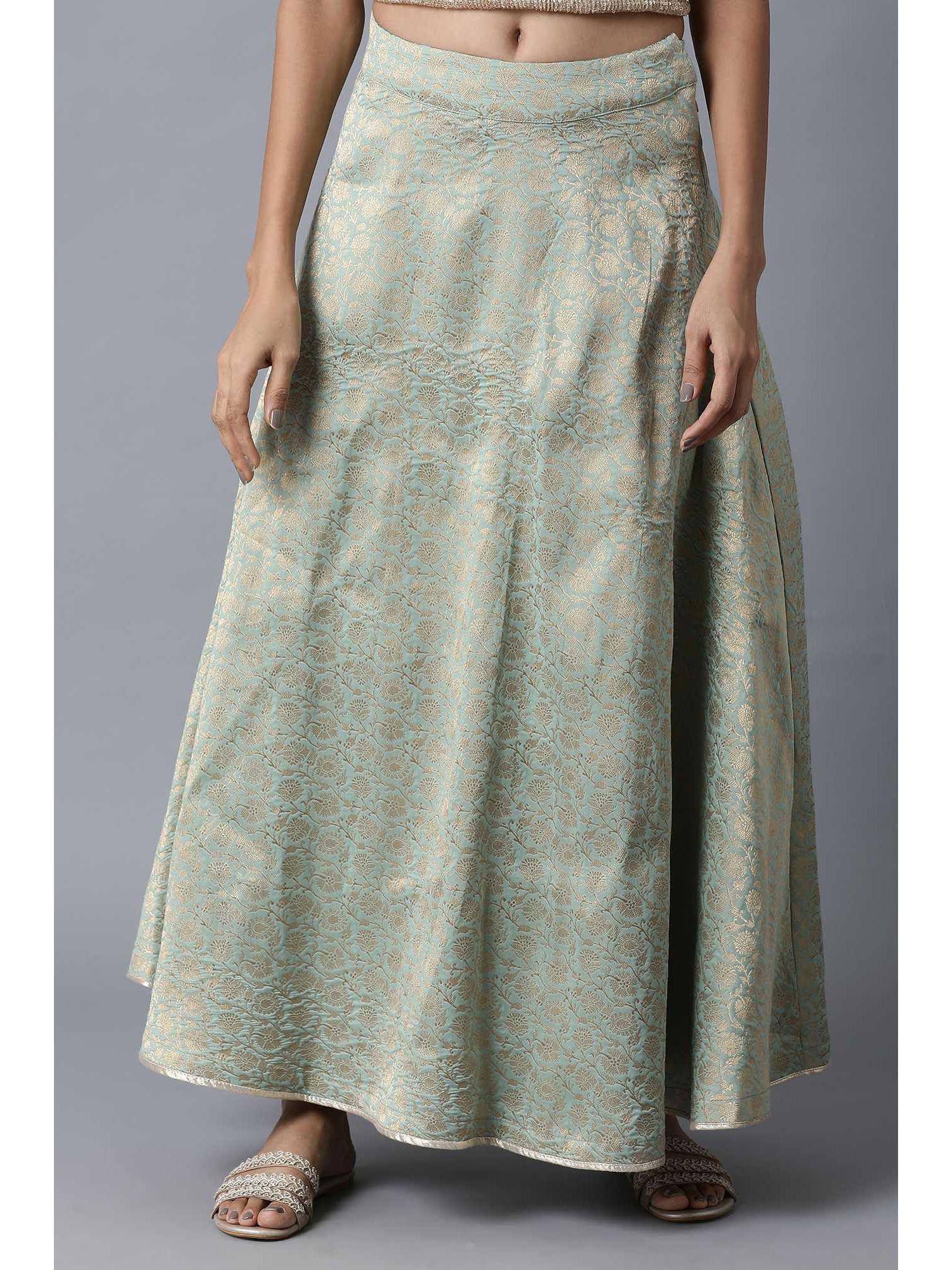 mint jacquard skirt