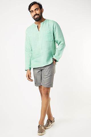 mint linen short kurta