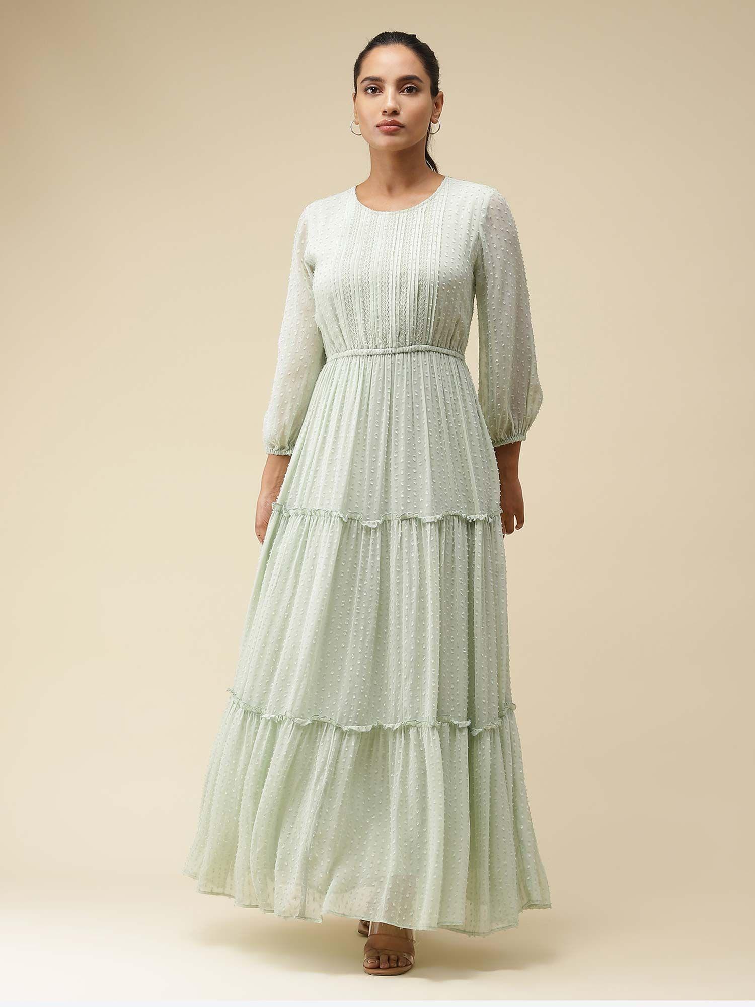 mint pleated maxi dress