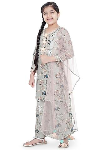 mint printed kurta set for girls