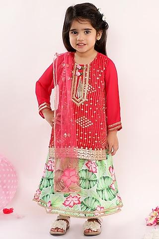 mint printed lehenga set for girls