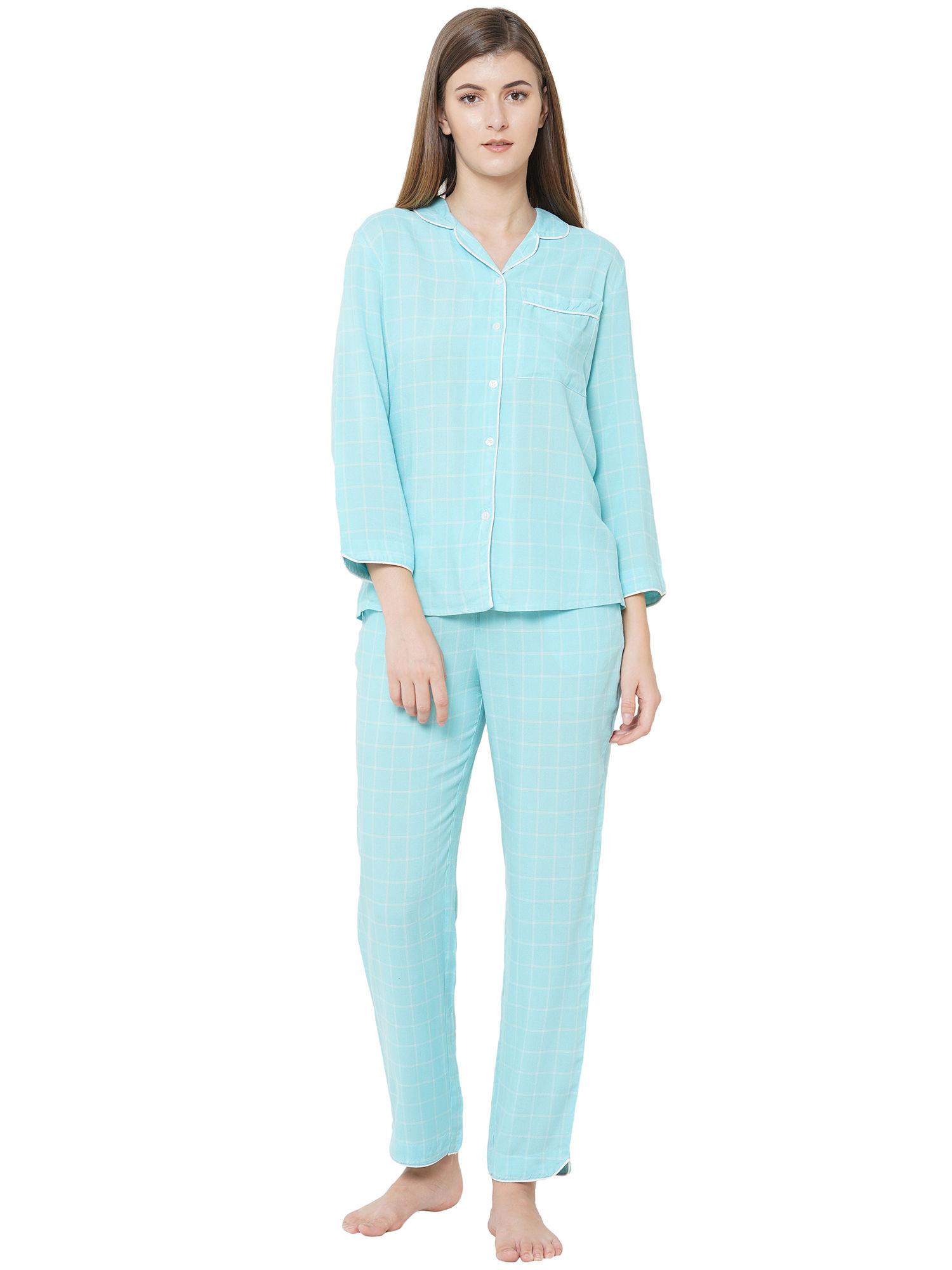 mint pyjama set - blue