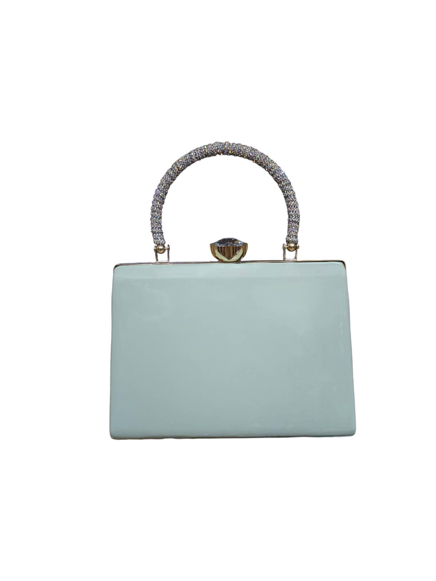 mint rhinestone handle clutch