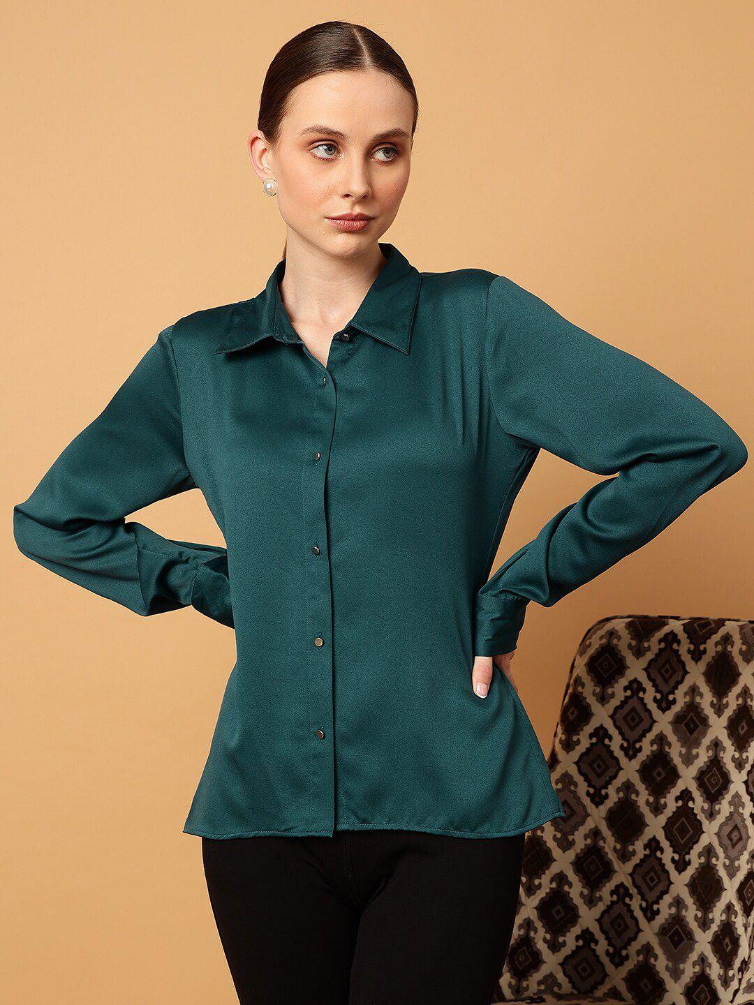 mint street comfort slim fit spread collar satin casual shirt
