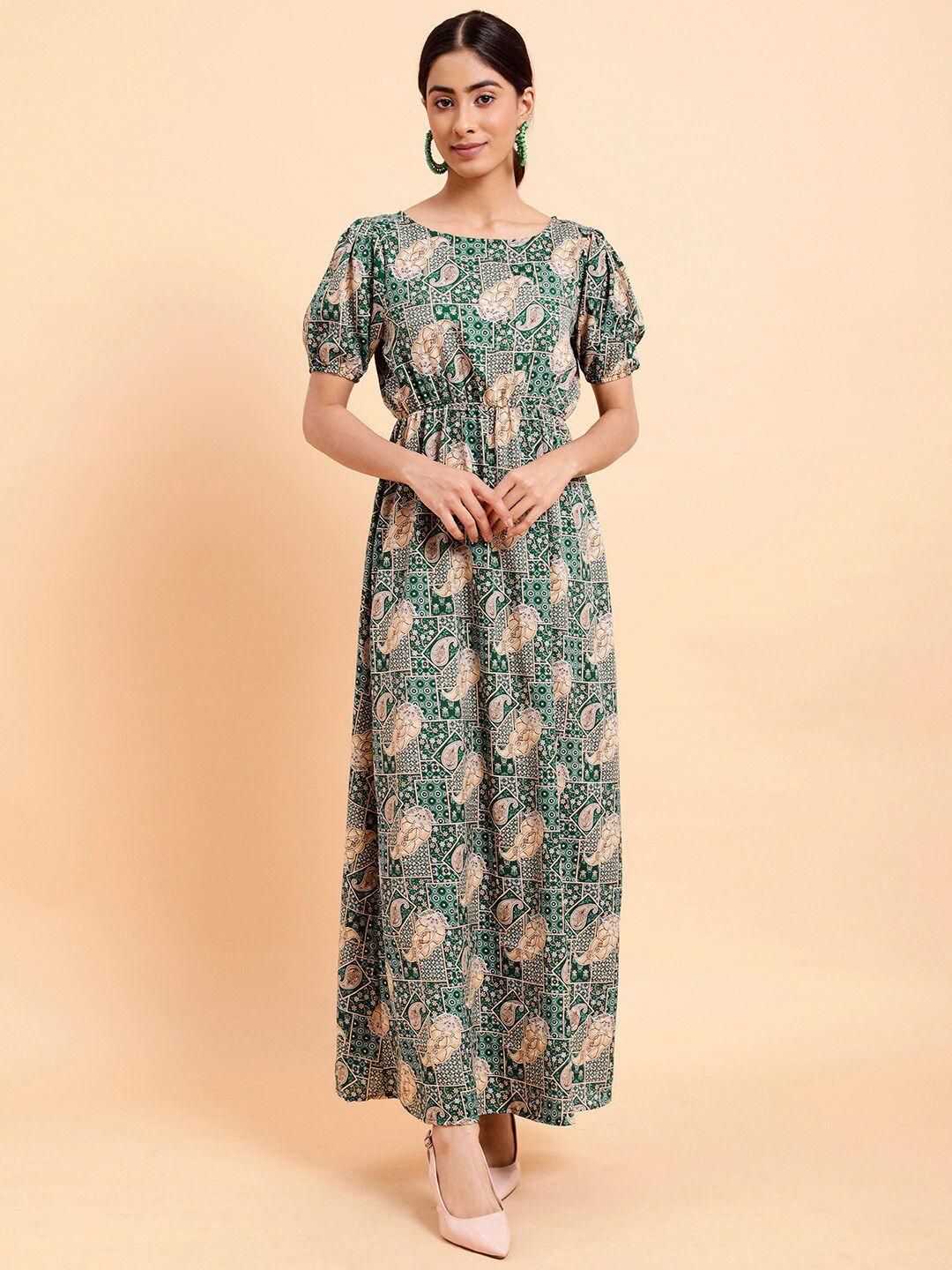 mint street ethnic motifs printed crepe maxi dress