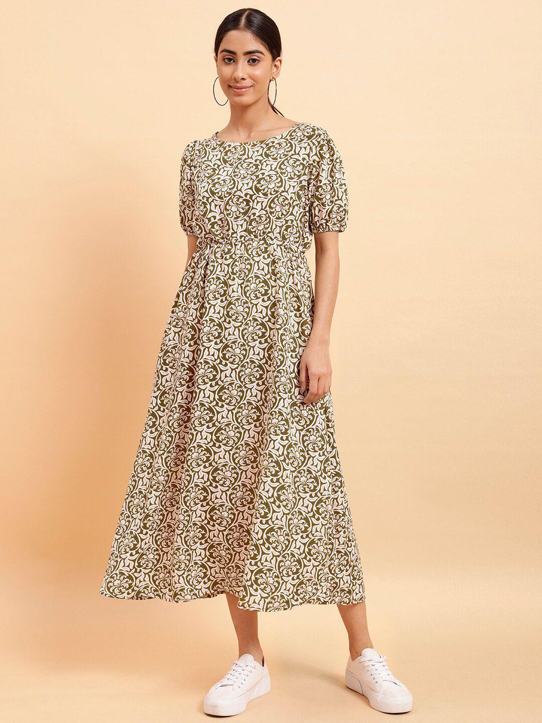 mint street floral printed a-line midi dress