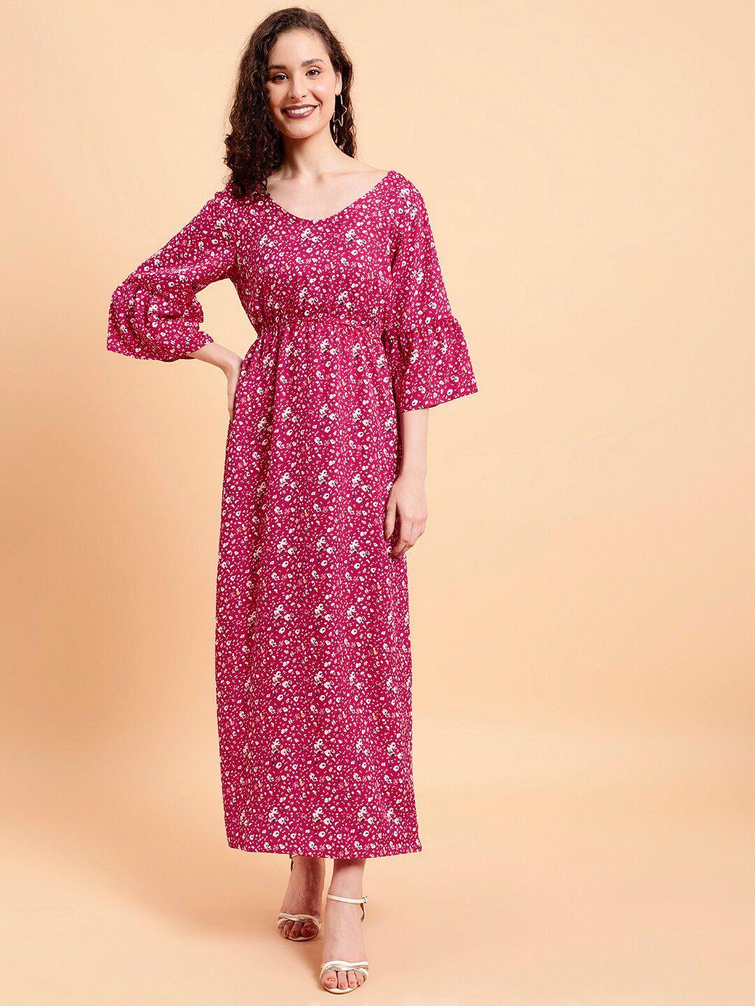 mint street floral printed bell sleeves a-line maxi dress