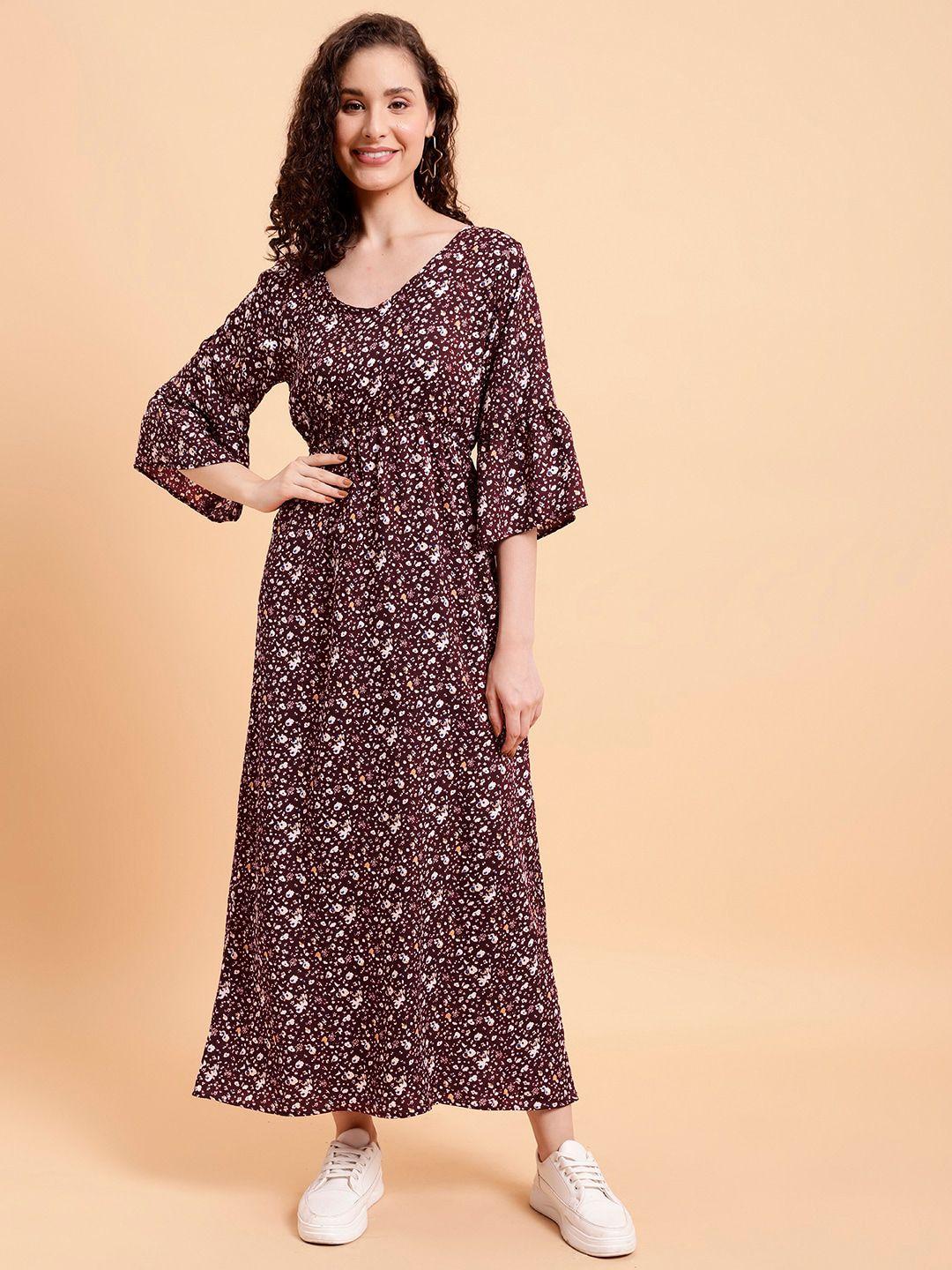 mint street floral printed bell sleeves a-line maxi dress