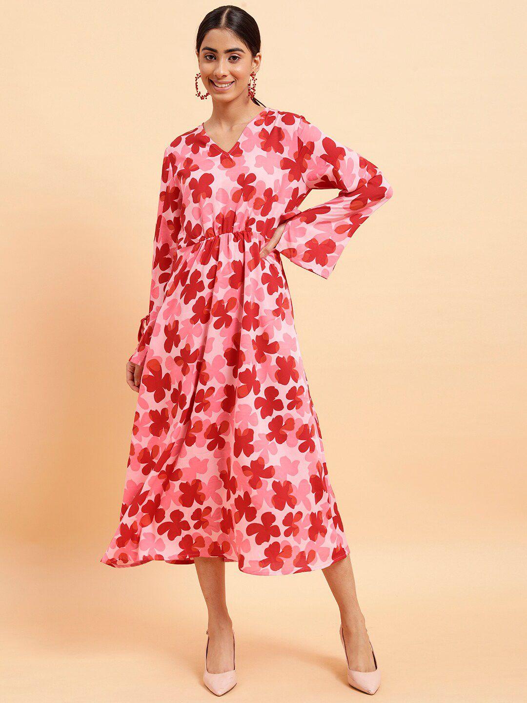 mint street floral printed fit & flare midi dress