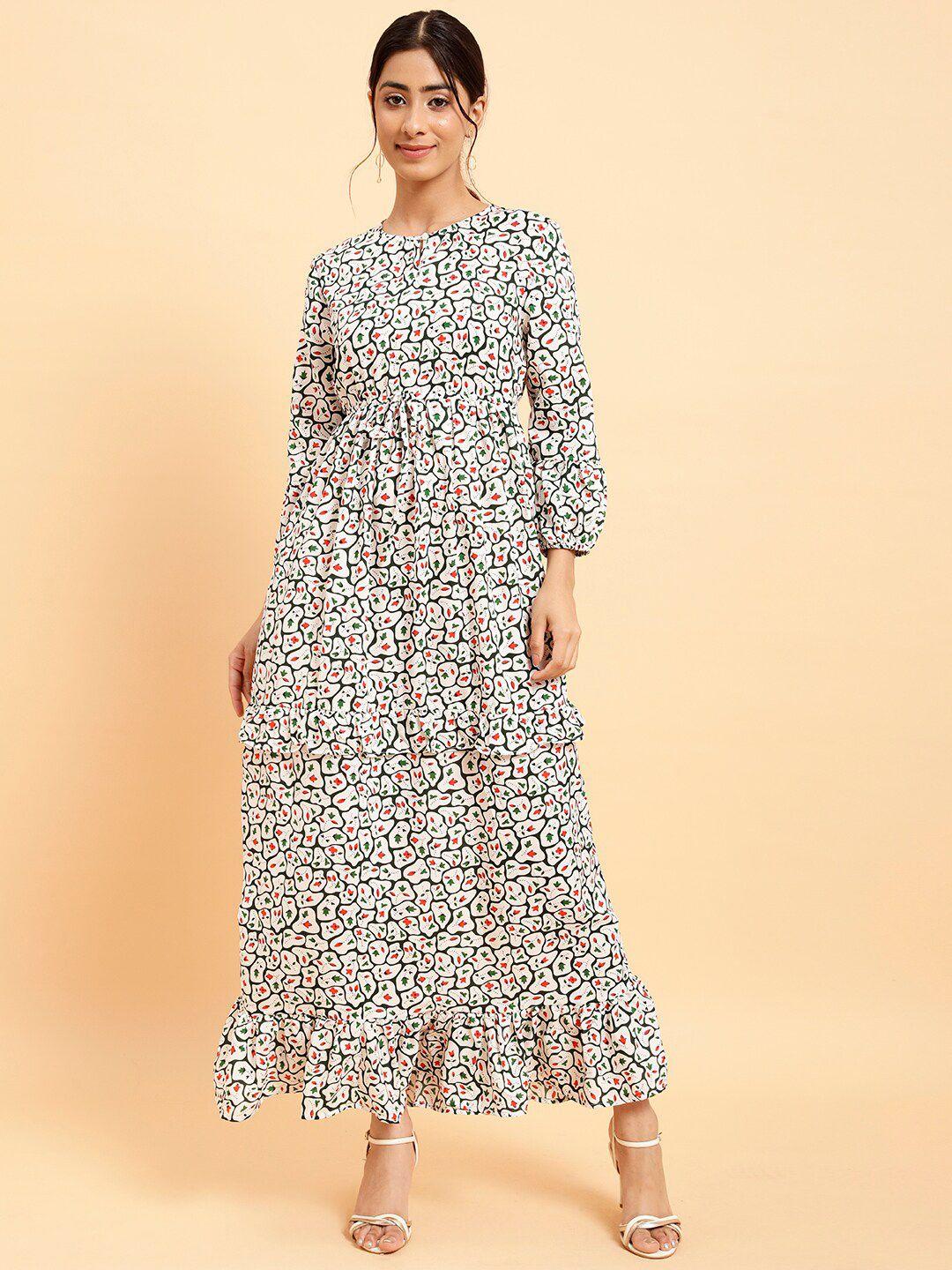 mint street floral printed keyhole neck tiered a-line maxi dress