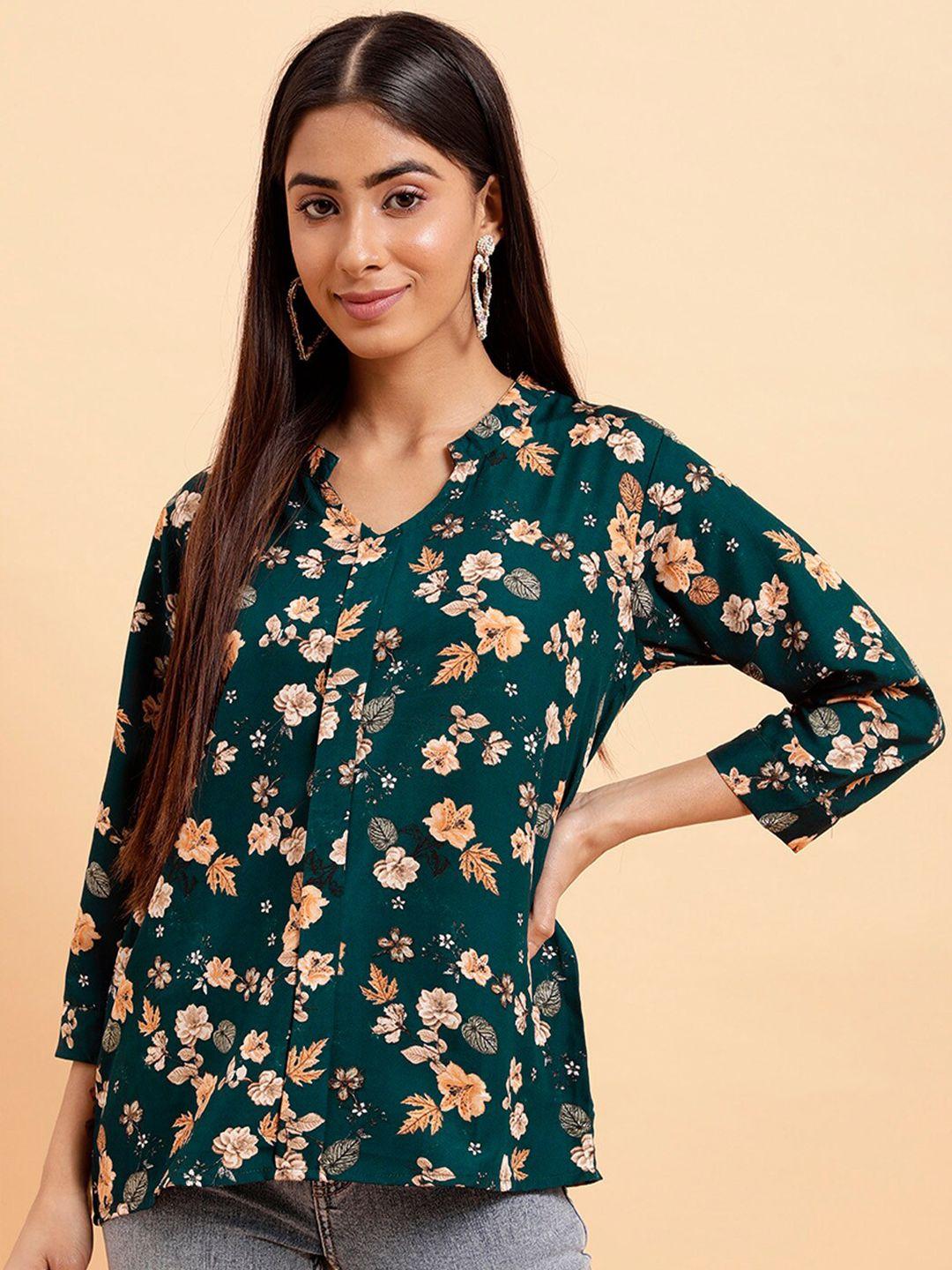 mint street floral printed shirt style top