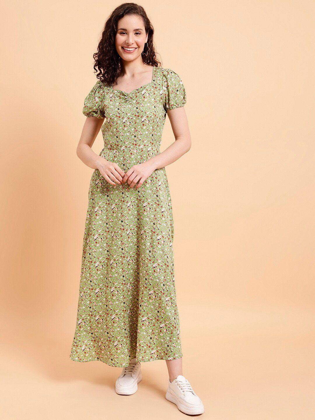 mint street floral printed sweetheart neck a-line maxi dress