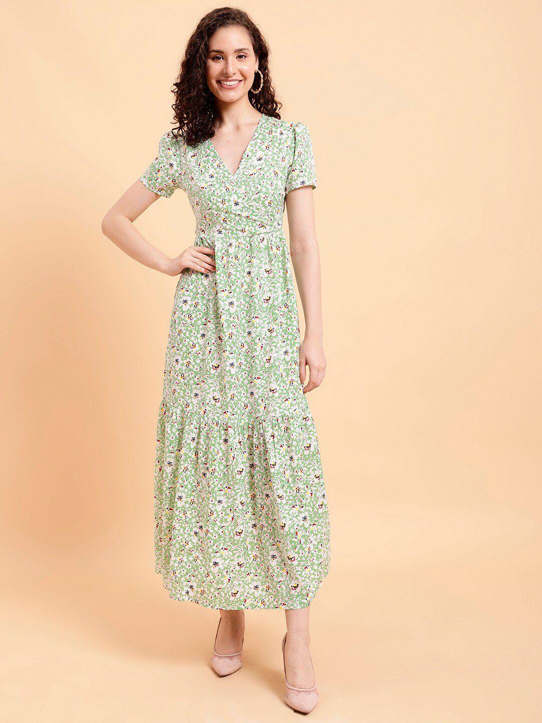 mint street floral printed v-neck a-line maxi dress