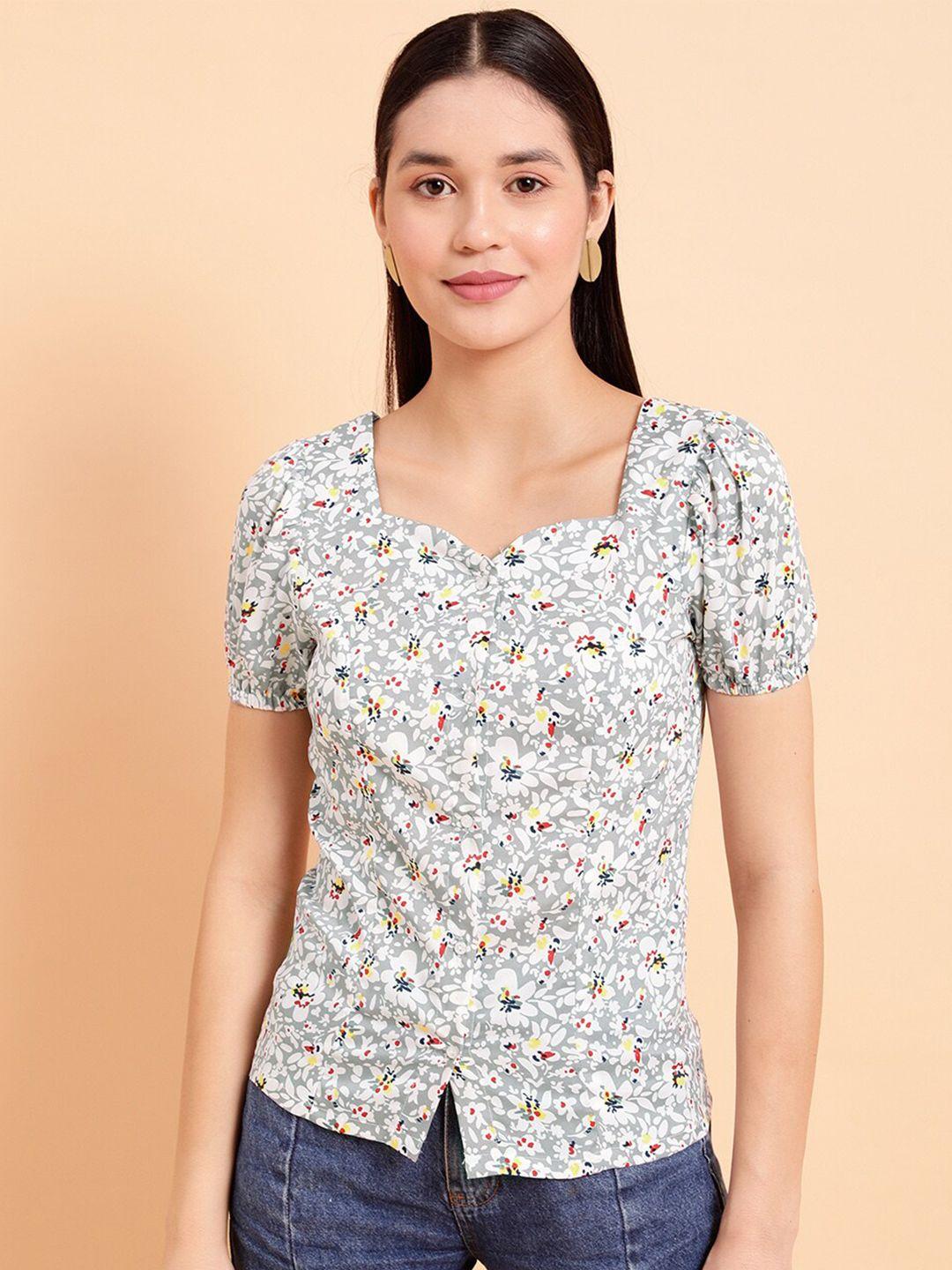 mint street multicoloured floral print crepe styled back top