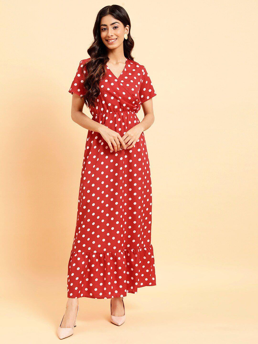mint street polka dot printed fit & flare maxi dress