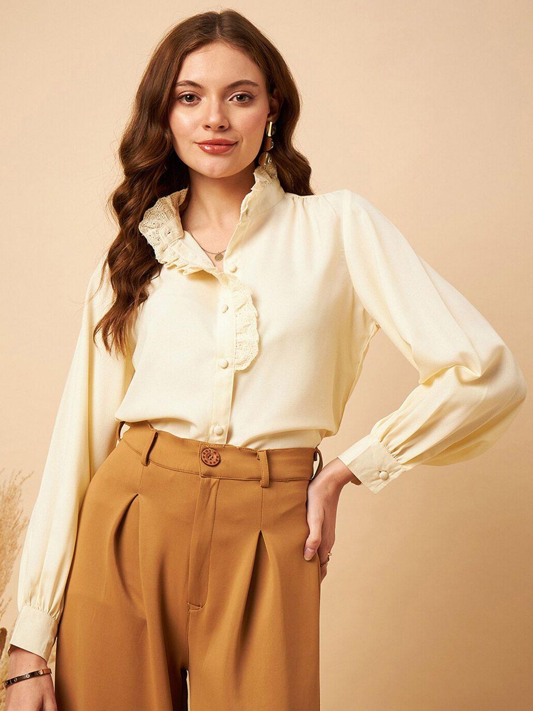 mint street shirt collar cuffed sleeves pleated detailed shirt style top