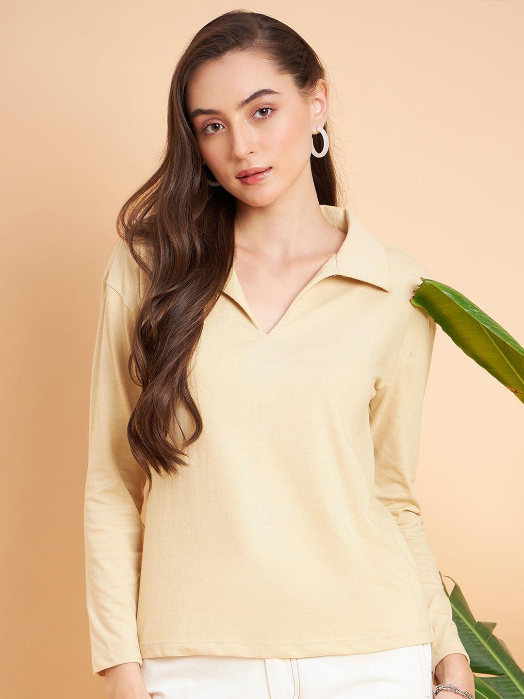 mint street spread collar drop-shoulder sleeves pure cotton casual t-shirt