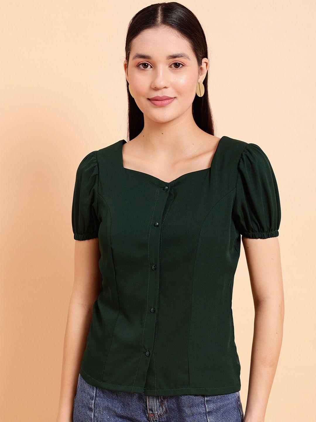 mint street sweetheart neck puff sleeve crepe top