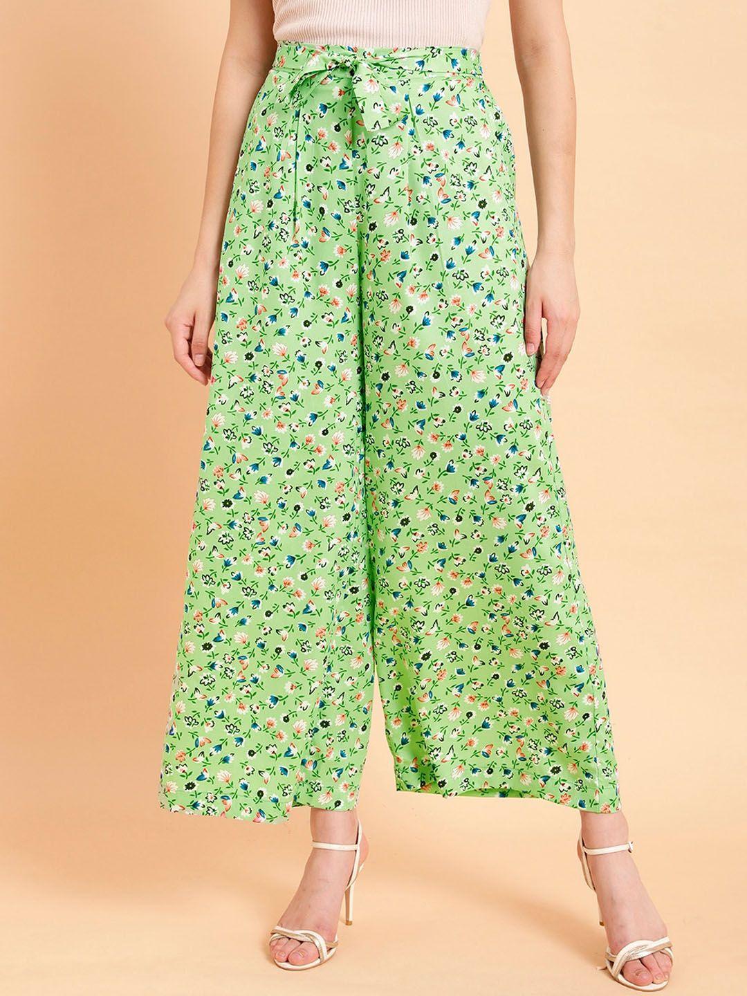 mint street women floral printed parallel trousers