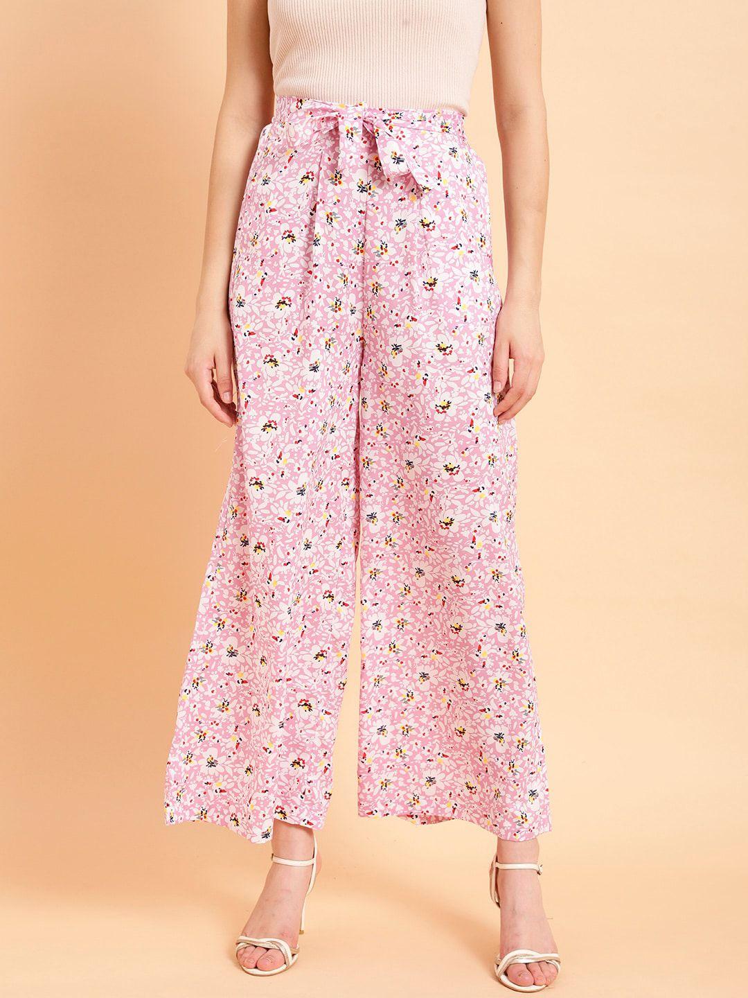 mint street women floral printed parallel trousers