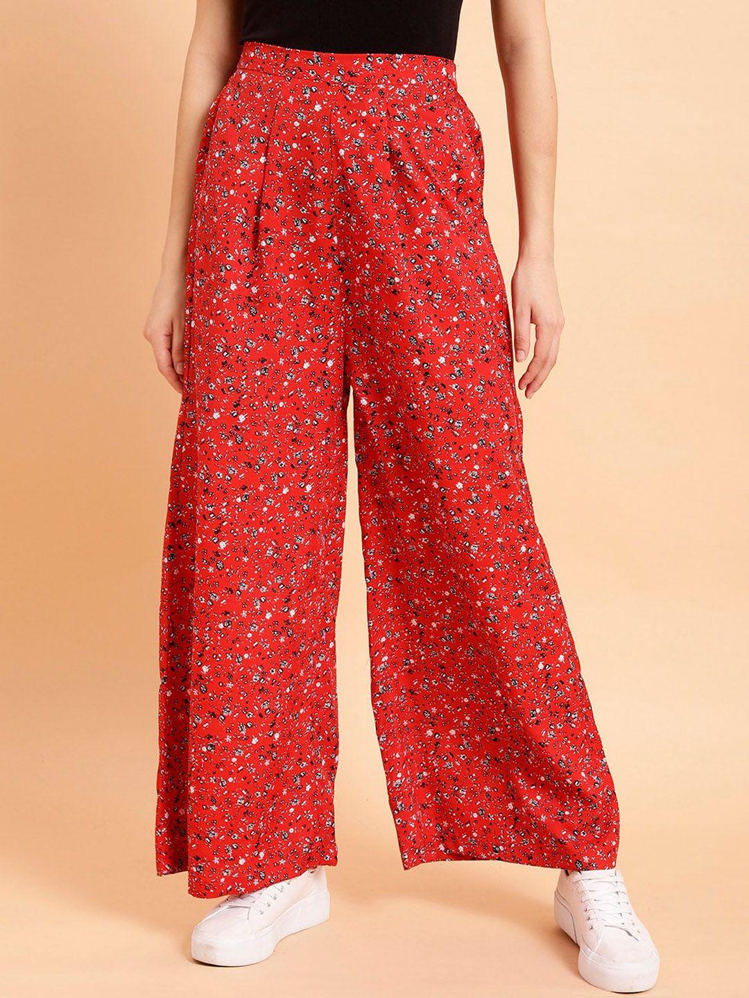 mint street women floral printed pleated parallel trousers