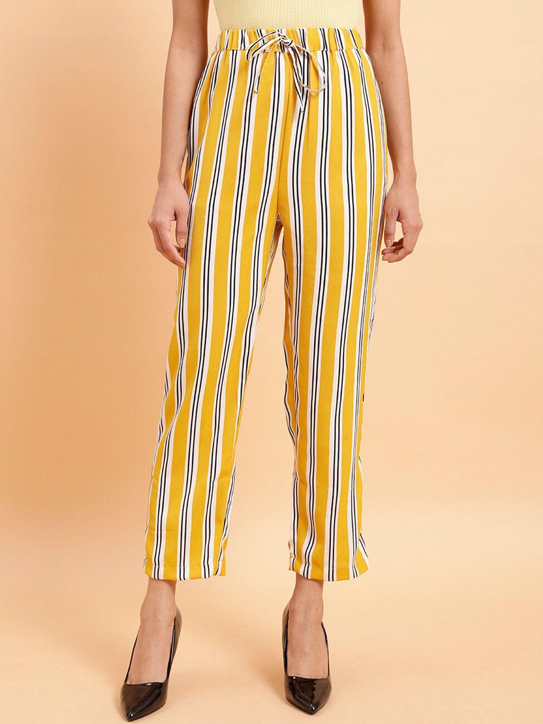 mint street women striped regular trousers