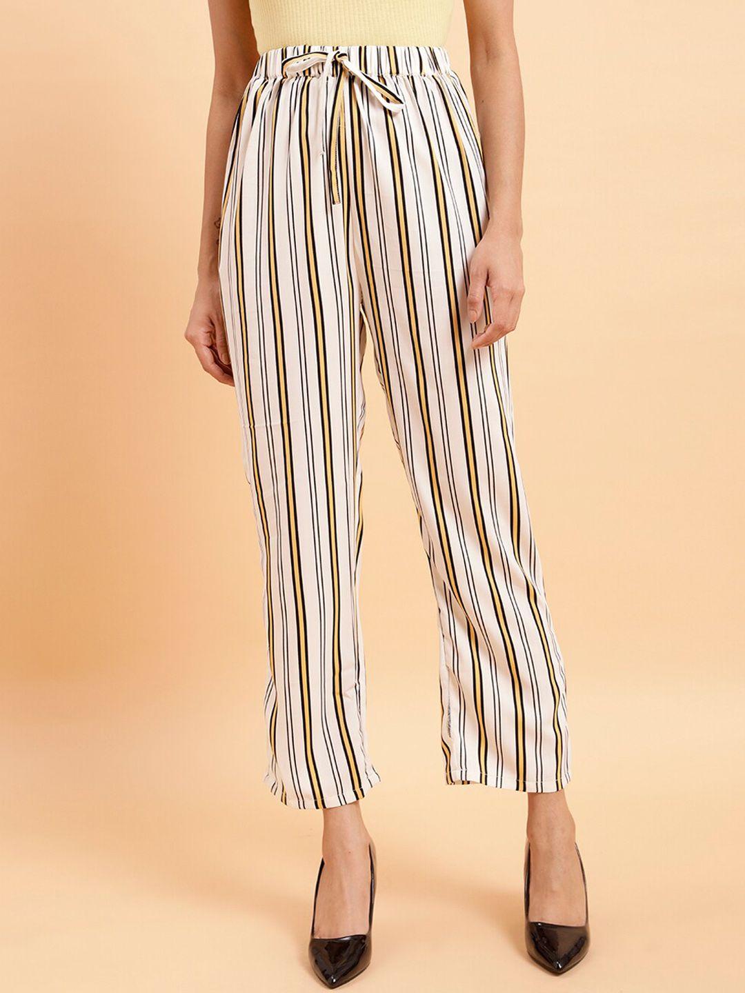 mint street women striped regular trousers