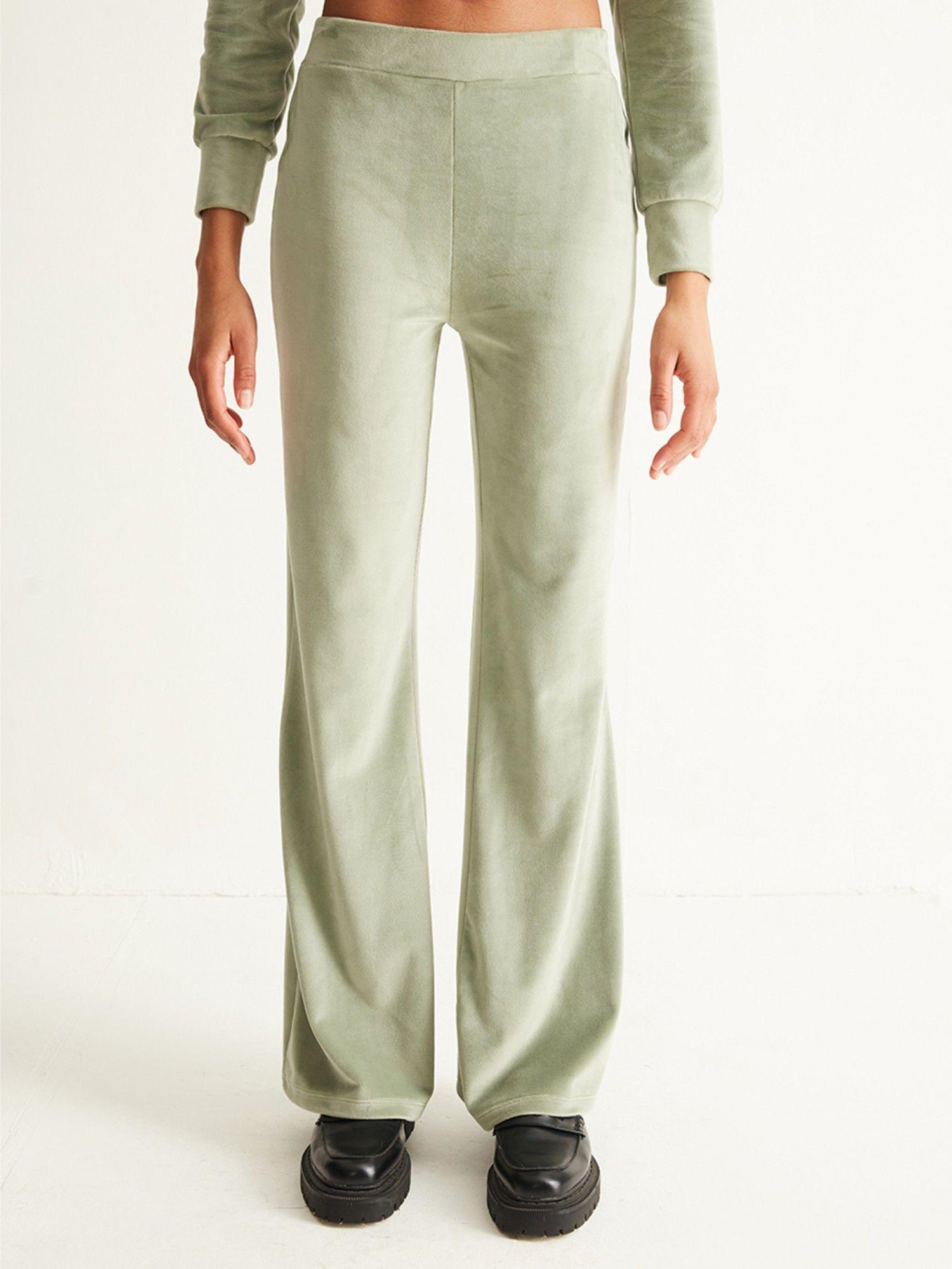 mint velour trousers