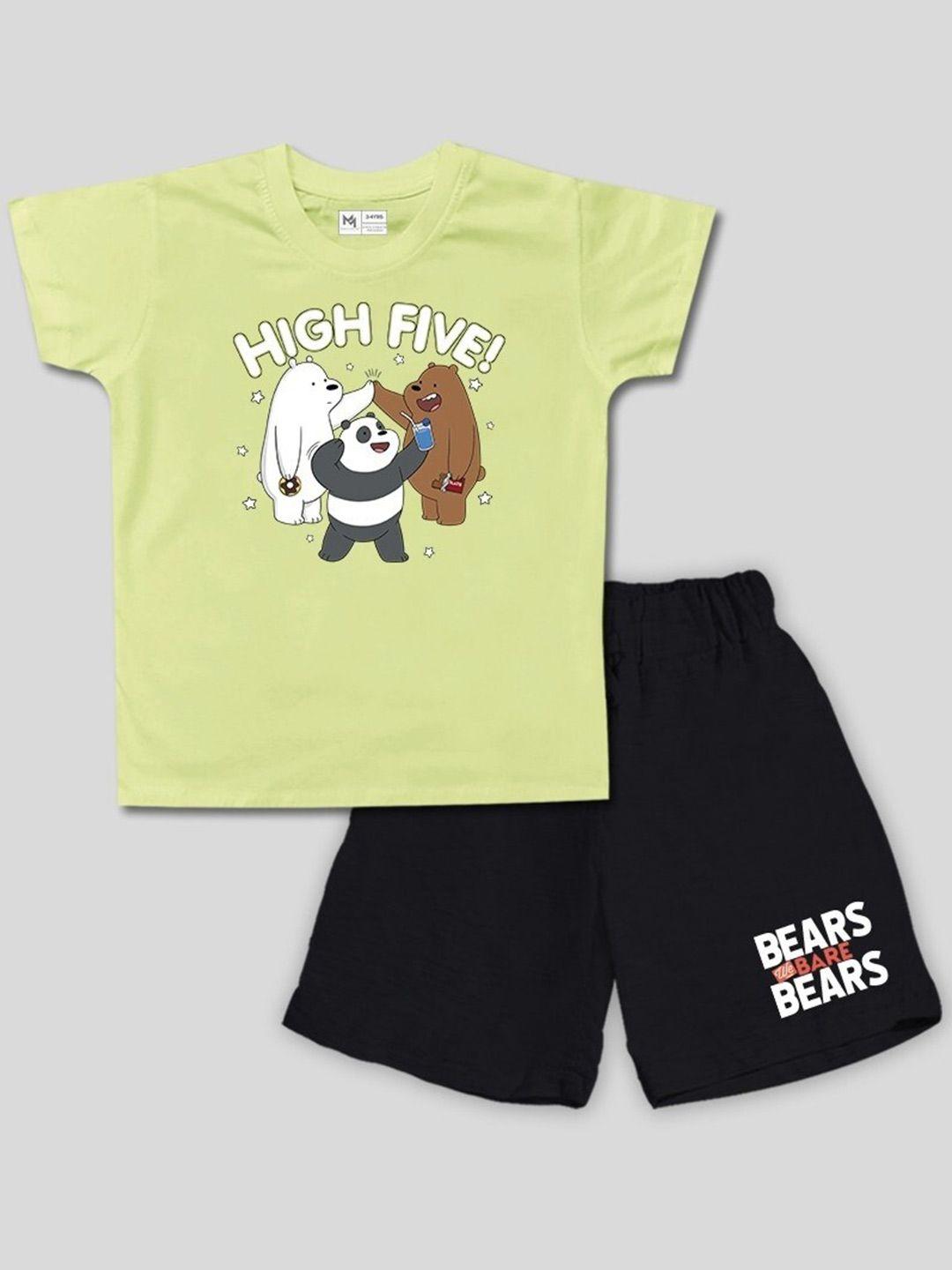 minute mirth boys graphic printed pure cotton t-shirt with shorts